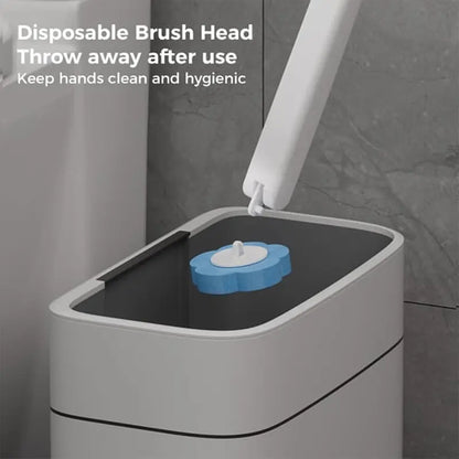 3-in-1 Disposable Plastic Long Handle Toilet Cleaner Brush & Wall Mount Bathroom Organizer Set with Adhesive Tape - 18/36 Refill Heads Starter Kits, 99.9% Germ & Virus Killing, Space-Saving Deep Clean Wand Caddy for Bathroom