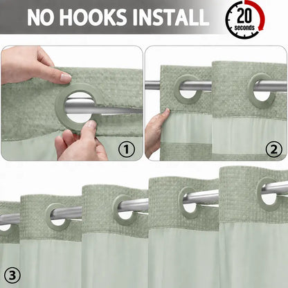 No Hook  Waffle Pattern Shower Curtain, 1 Count Modern Simple Bathroom Curtain with Snap in Liner Set, Shower Curtain Liner, Bathroom Decor, Size Adaptability Bathroom Accessories for Hotel Salon Room Home Decor 72*75inch