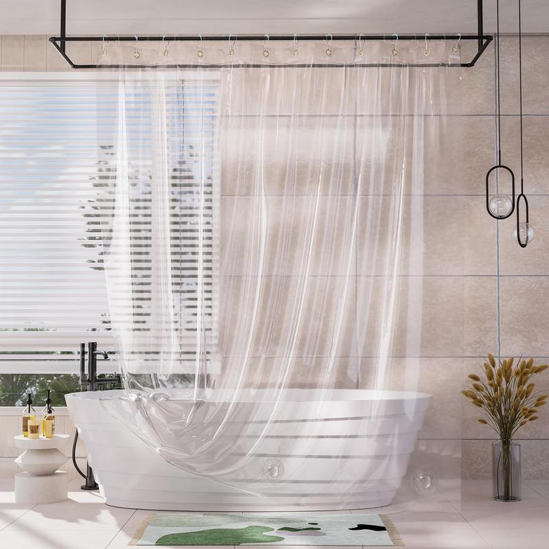 AmazerBath 8G EVA Soft Plastic Shower Curtain and Liner, Waterproof Light Bathtub Accessory, Bathroom Decor Item Ideal as a Gift, Splash
