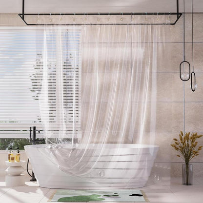 AmazerBath 8G EVA Soft Plastic Shower Curtain and Liner, Waterproof Light Bathtub Accessory, Bathroom Decor Item Ideal as a Gift, Splash