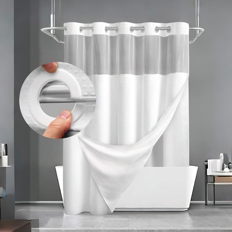 Waffle Pattern Shower Curtain, Shower Curtain Liner, Removable Shower Curtain, 1 Count Modern Waterproof Bathroom Curtain, Bathroom Accessories for Home Hotel Salon Dormitory Decor, Shower Curtain and Liner, Bathroom Curtains Shower