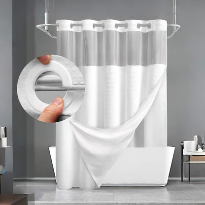 Waffle Pattern Shower Curtain, Shower Curtain Liner, Removable Shower Curtain, 1 Count Modern Waterproof Bathroom Curtain, Bathroom Accessories for Home Hotel Salon Dormitory Decor, Shower Curtain and Liner, Bathroom Curtains Shower