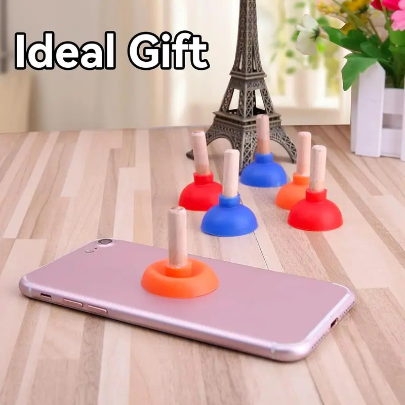 6PCS Toilet Plunger-Shape Sucker Holder, Playful Colorful Bathroom Accessory, Cellphone/PSP Mounting Support, 6-Piece Home Supplies for Bathrooms, Six Pieces