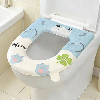 Cute Cat Design Toilet Seat Cover, Washable Toilet Pad, All-Season Single Piece, Comfortable & Durable, Perfect for Home Use