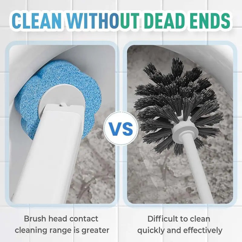 Wall-Mount ABS Plastic Disposable Toilet Brush & Plunger Kit Set - Long-Reach Handle Toilet Brush Cleaner, Self-Cleaning Rotatable, Plush Pads, No Pre-Rinse, No Mess, No Odor for Bathroom Hygiene Convenience