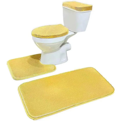 Black 4-Piece Soft Thick Velvet Memory Foam Bathroom Toilet Mat Set - Includes Toilet Seat Cover, Decorative Tank Cover, Bathroom Rug (Home Supply), Quantity Per Pack": "Four Pieces