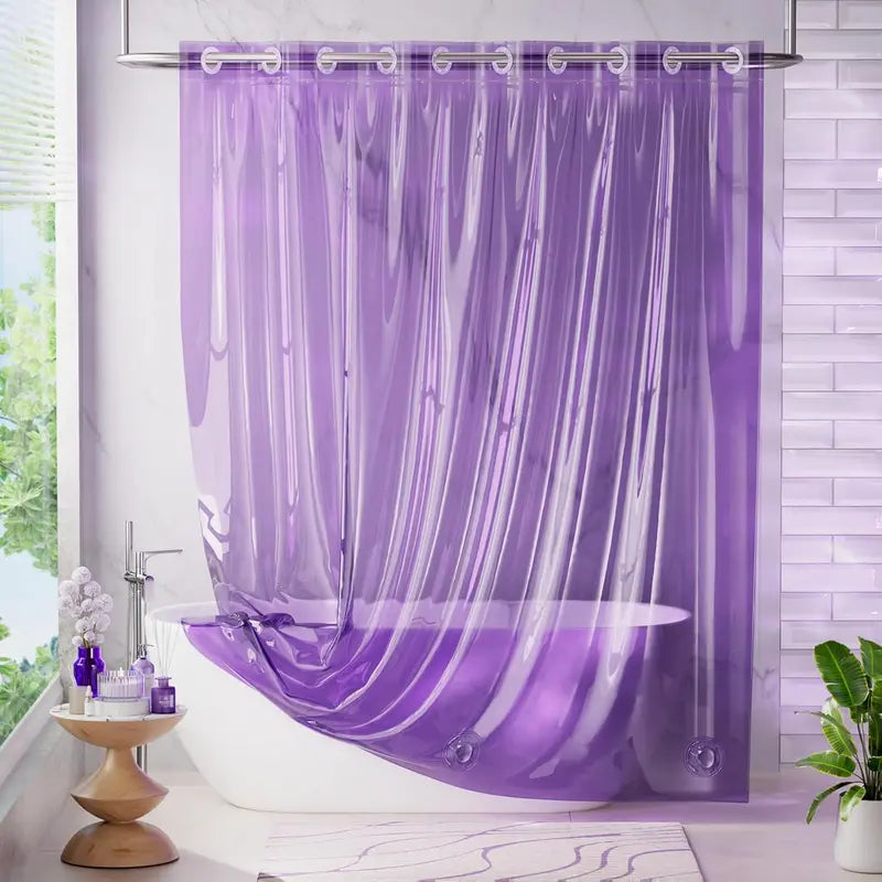 AmazerBath Hookless 8G Rainbow Shower Curtain - 72x75in Waterproof 100% EVA Light Translucent Colorful Bathroom Bathtub Accessory with 3 Heavyweight Stones, Gift-Worthy Plastic Design