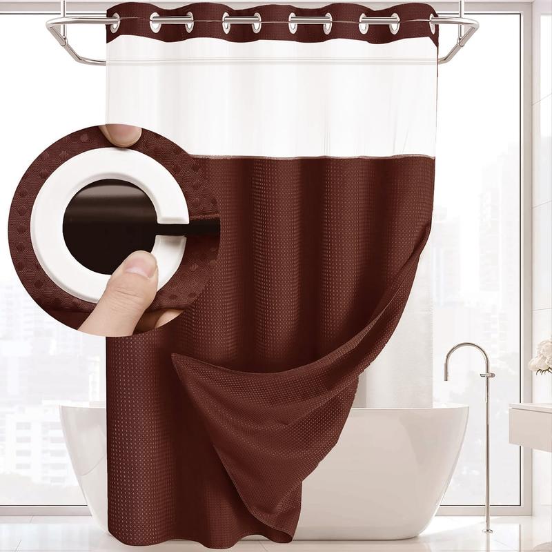 Waffle Pattern Shower Curtain, Shower Curtain Liner, Removable Shower Curtain, 1 Count Modern Waterproof Bathroom Curtain, Bathroom Accessories for Home Hotel Salon Dormitory Decor, Shower Curtain and Liner, Bathroom Curtains Shower