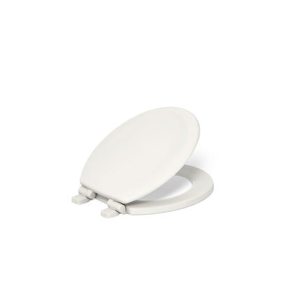 KOHLER Stonewood Quiet-Close, Elongated Toilet Seat Soft Close, Durable Wood, Easy Installation, Universal Fit, Home Essentials, White Finish, K-20466-0
