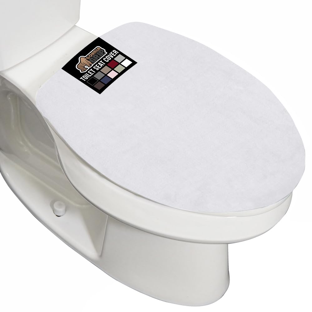 GORILLA GRIP Soft Chenille Toilet Lid Seat Cover, 19.5x18.5 Ivory