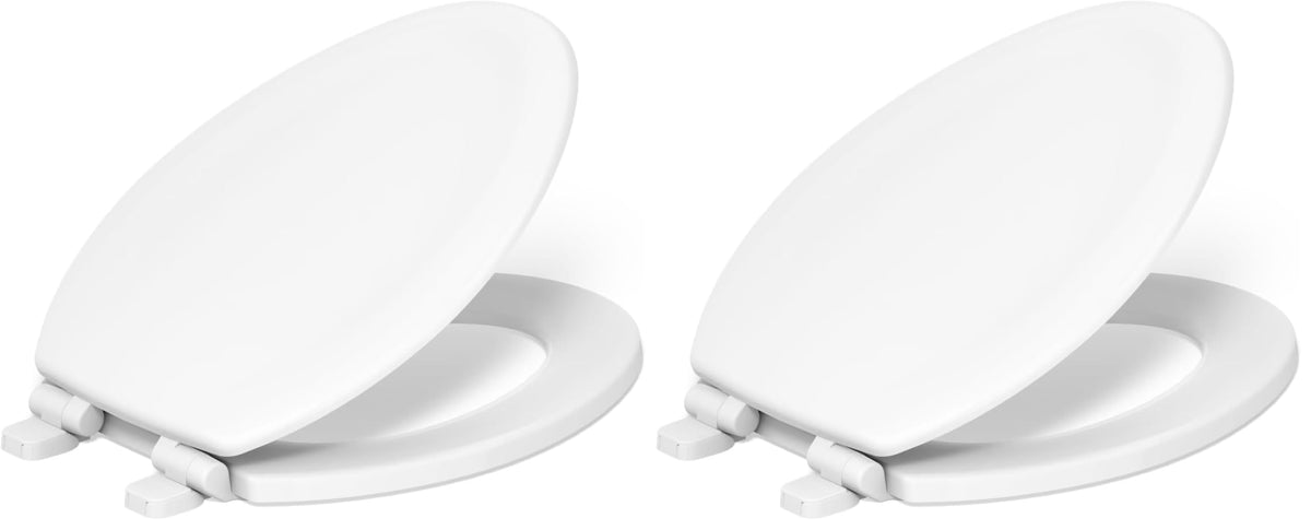 KOHLER Stonewood Quiet-Close, Elongated Toilet Seat Soft Close, Durable Wood, Easy Installation, Universal Fit, Home Essentials, White Finish, K-20466-0