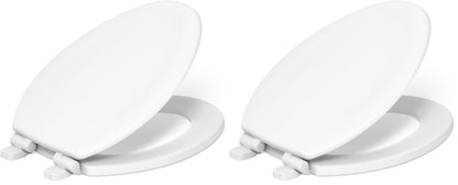 KOHLER Stonewood Quiet-Close, Elongated Toilet Seat Soft Close, Durable Wood, Easy Installation, Universal Fit, Home Essentials, White Finish, K-20466-0