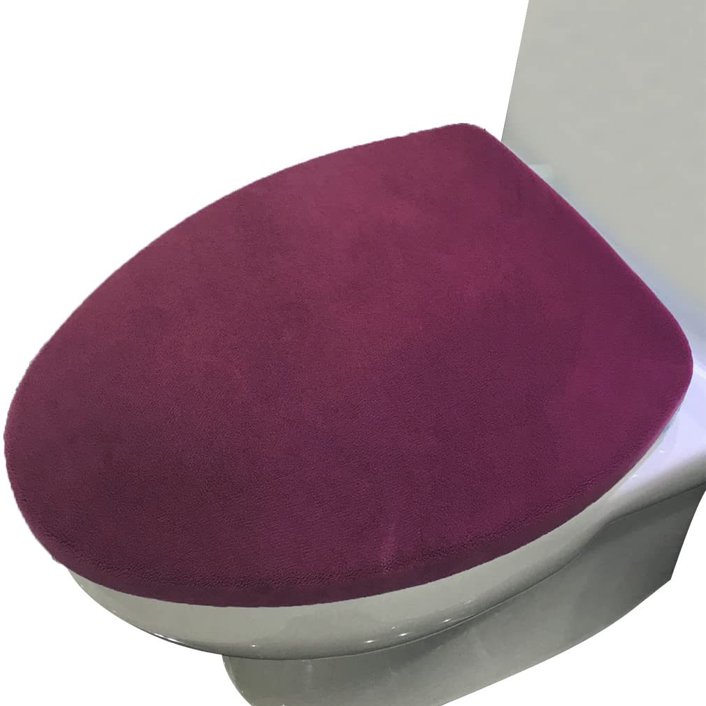 Madeals Microfiber Toilet Lid Cover Soft and Absorbent, Comfortable Bathroom Toilet Lid Cover Seat Fits Most Size Toilet Lids for Black