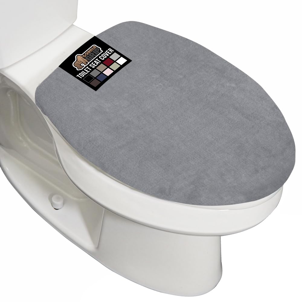 GORILLA GRIP Soft Chenille Toilet Lid Seat Cover, 19.5x18.5 Ivory