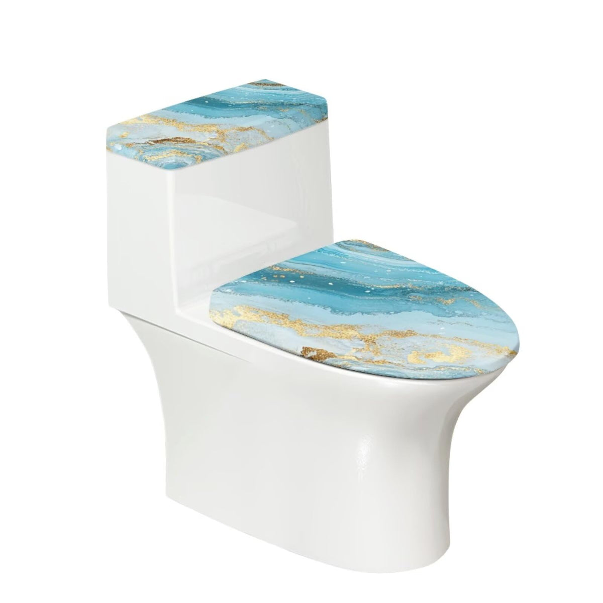 Starfish Toilet Lid & Tank Covers Shell Toilet Seat Covers for Bathroom Dust Cover Set 2 Piece Polyester Fabric Bathroom Covers Elastic Bottom Soft Universal for Most Toilet Bowl Lids