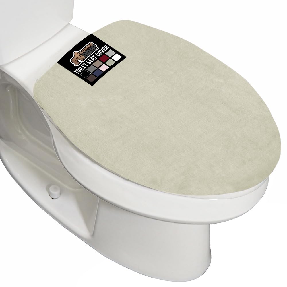 GORILLA GRIP Soft Chenille Toilet Lid Seat Cover, 19.5x18.5 Ivory