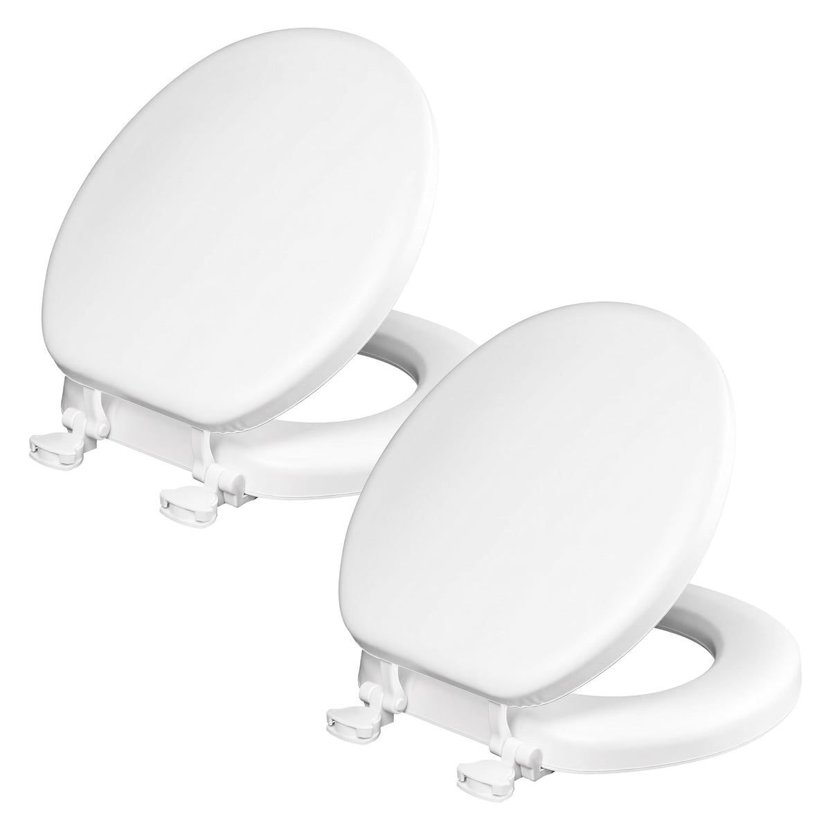Mayfair Padded Toilet Seat, Cushioned Soft Vinyl over Wood Core Seat, Secure Hinges, Easy Clean, Made in USA, Round, White