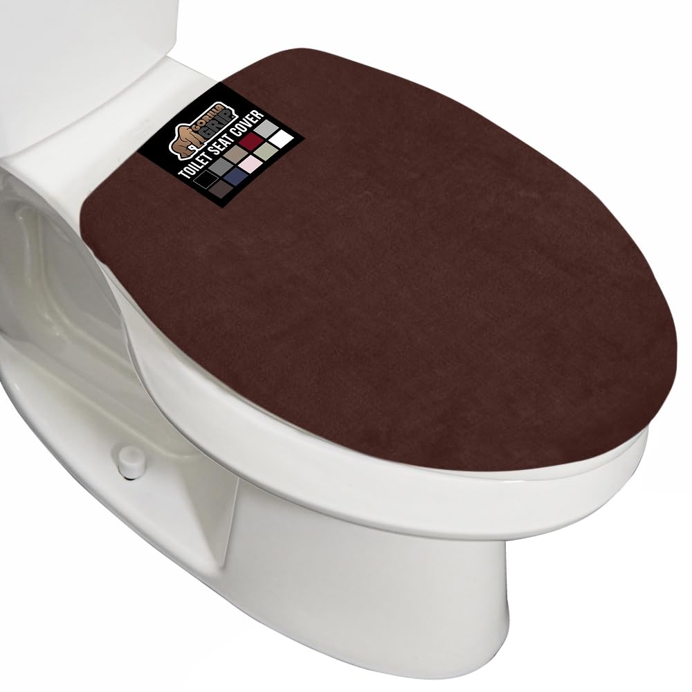 GORILLA GRIP Soft Chenille Toilet Lid Seat Cover, 19.5x18.5 Ivory