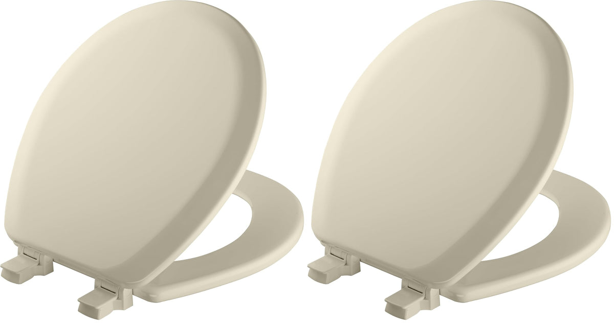 Mayfair Cameron Biscuit Toilet Seat, Non Slip Heavy Duty Wood, Easy Clean, Made in USA, Round