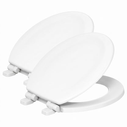 KOHLER Stonewood Quiet-Close, Elongated Toilet Seat Soft Close, Durable Wood, Easy Installation, Universal Fit, Home Essentials, White Finish, K-20466-0