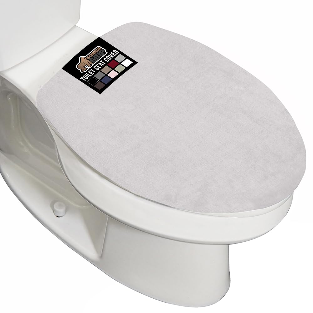 GORILLA GRIP Soft Chenille Toilet Lid Seat Cover, 19.5x18.5 Ivory