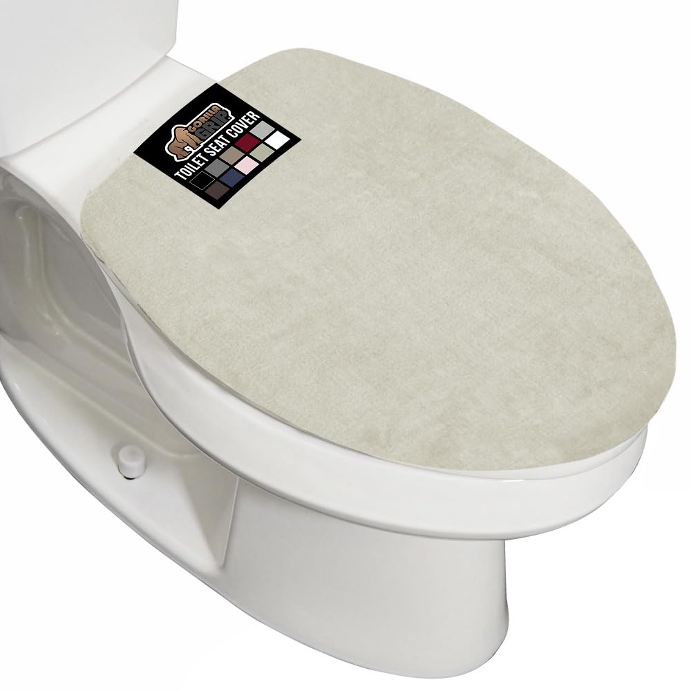 GORILLA GRIP Soft Chenille Toilet Lid Seat Cover, 19.5x18.5 Ivory