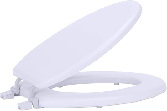 Soft Elongated Vinyl Toilet Seat, White, 19 in