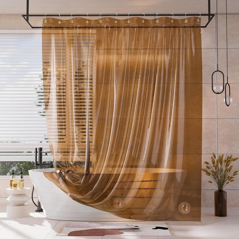 AmazerBath 8G EVA Soft Plastic Shower Curtain and Liner, Waterproof Light Bathtub Accessory, Bathroom Decor Item Ideal as a Gift, Splash