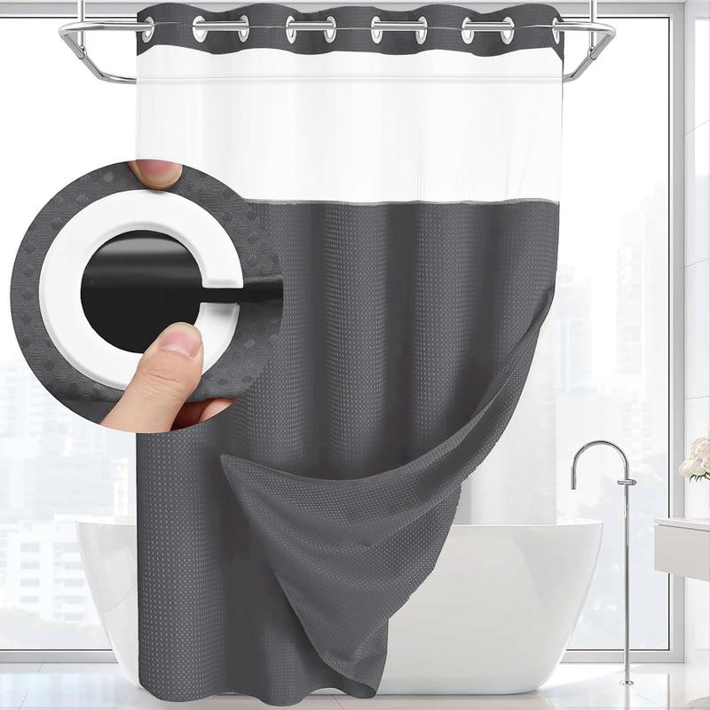 Waffle Pattern Shower Curtain, Shower Curtain Liner, Removable Shower Curtain, 1 Count Modern Waterproof Bathroom Curtain, Bathroom Accessories for Home Hotel Salon Dormitory Decor, Shower Curtain and Liner, Bathroom Curtains Shower