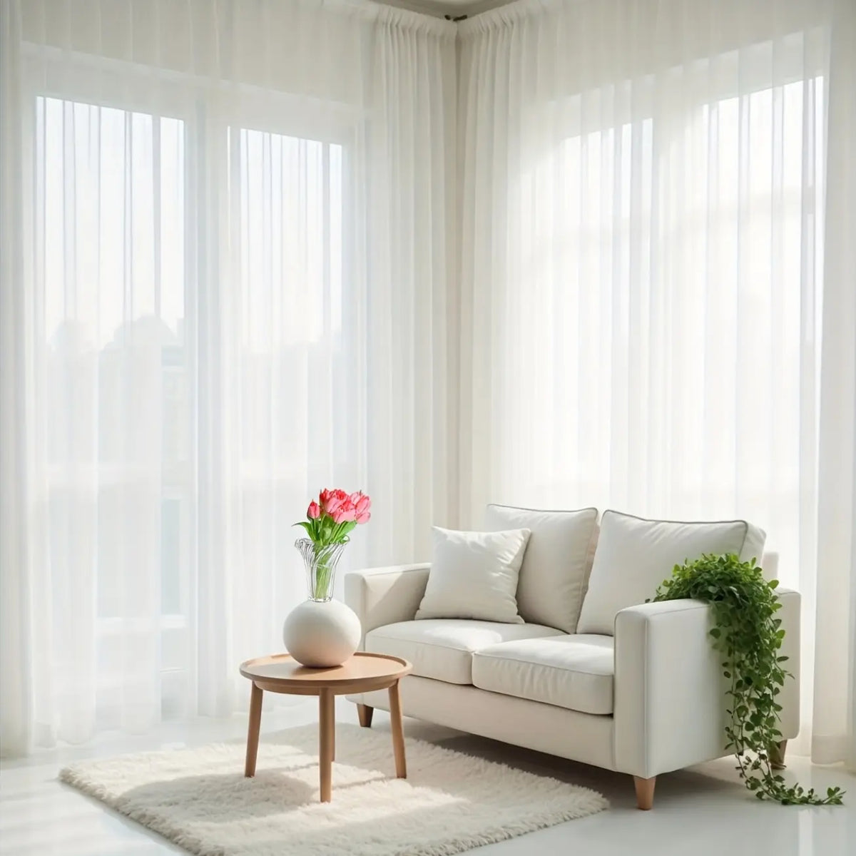 2pcs Solid Sheer Curtain, 2pcs Solid Rod Pocket Top Draperies For Living Room & Bedroom, Window Treatment For Bedroom Living Room Decor