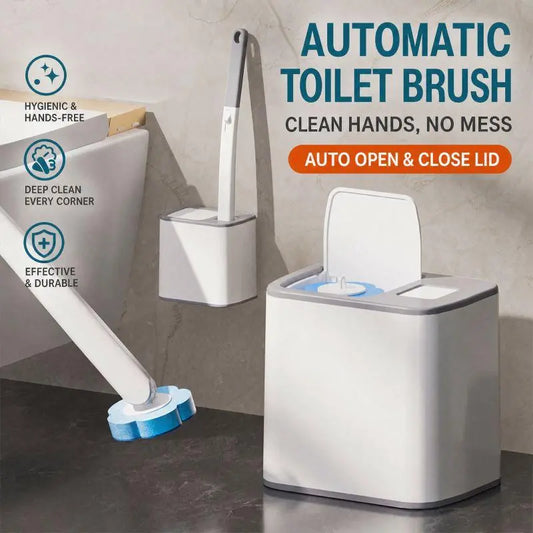 Disposable Toilet Bowl Brush Set with 24 Replacement Heads, Flower Shape Built-In Cleaning Liquid Fresh Head Always, Wall Mounted Anti-Fouling Holder, Long Handle No-Touch Deep Clean Household Bathroom Tool