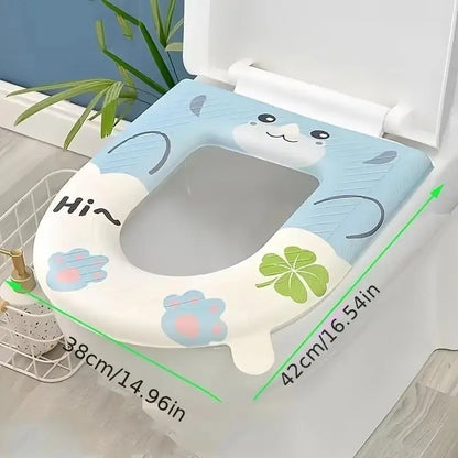 Cute Cat Design Toilet Seat Cover, Washable Toilet Pad, All-Season Single Piece, Comfortable & Durable, Perfect for Home Use