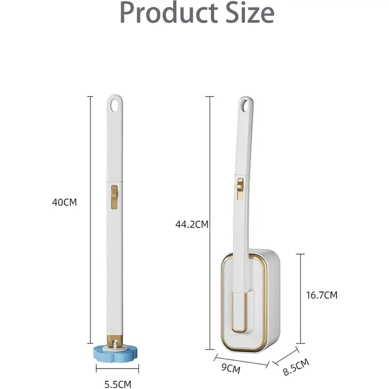 Wall-Mounted ABS Plastic Toilet Wand Disposable Cleaning Kit - Bathroom Cleaning Tool, Daily 17in Long Handle Lightweight Toilet Brush & Plungers, Ergonomic Handle, Soft Sponge Scrub, 1+18 Replaceable Heads, Space-Saving Storage Box for Small Bathrooms