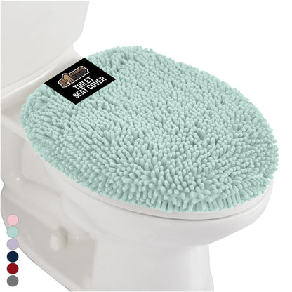 GORILLA GRIP Soft Chenille Toilet Lid Seat Cover, 19.5x18.5 Ivory