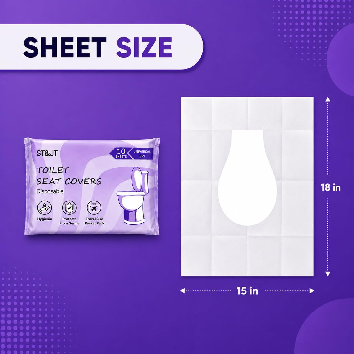 Disposable Toilet Seat Covers, XL Flushable & Biodegradable, 50 Pack