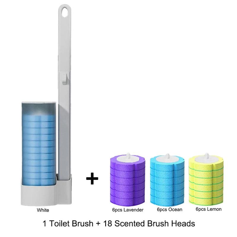 Wall-Mounted Disposable Toilet Brush with 18/30 Heads