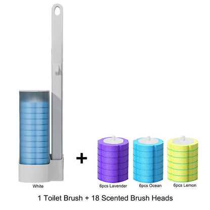 Wall-Mounted Disposable Toilet Brush with 18/30 Heads