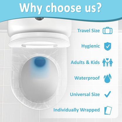 RAINFLOW Disposable Toilet Seat Covers - 60 Pack Waterproof Plastic Covers
