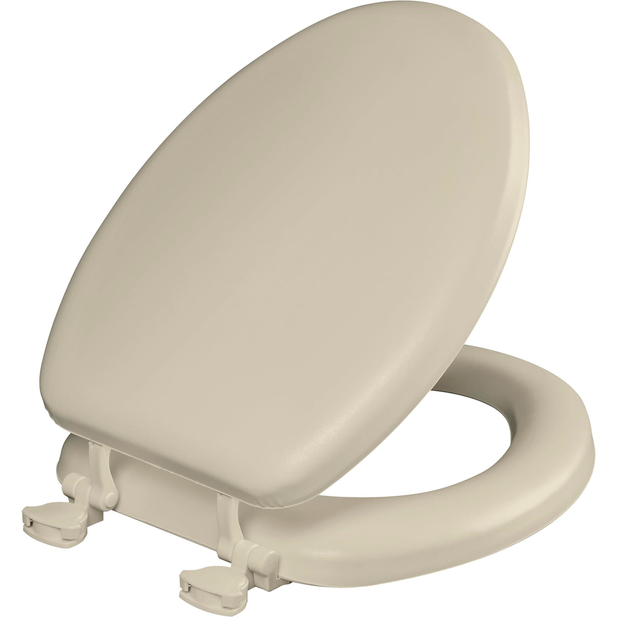 Mayfair Padded Toilet Seat, Cushioned Soft Vinyl over Wood Core Seat, Secure Hinges, Easy Clean, Made in USA, Round, White