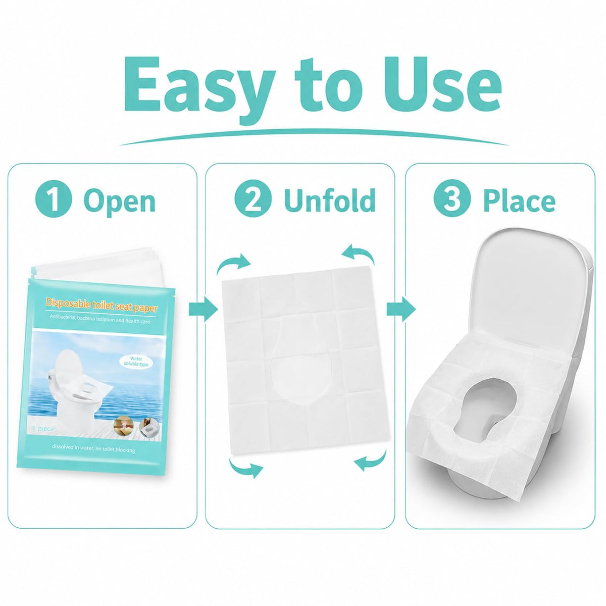 Toilet Seat Covers Disposable, 50 Pcs Flushable Paper Travel Accessories