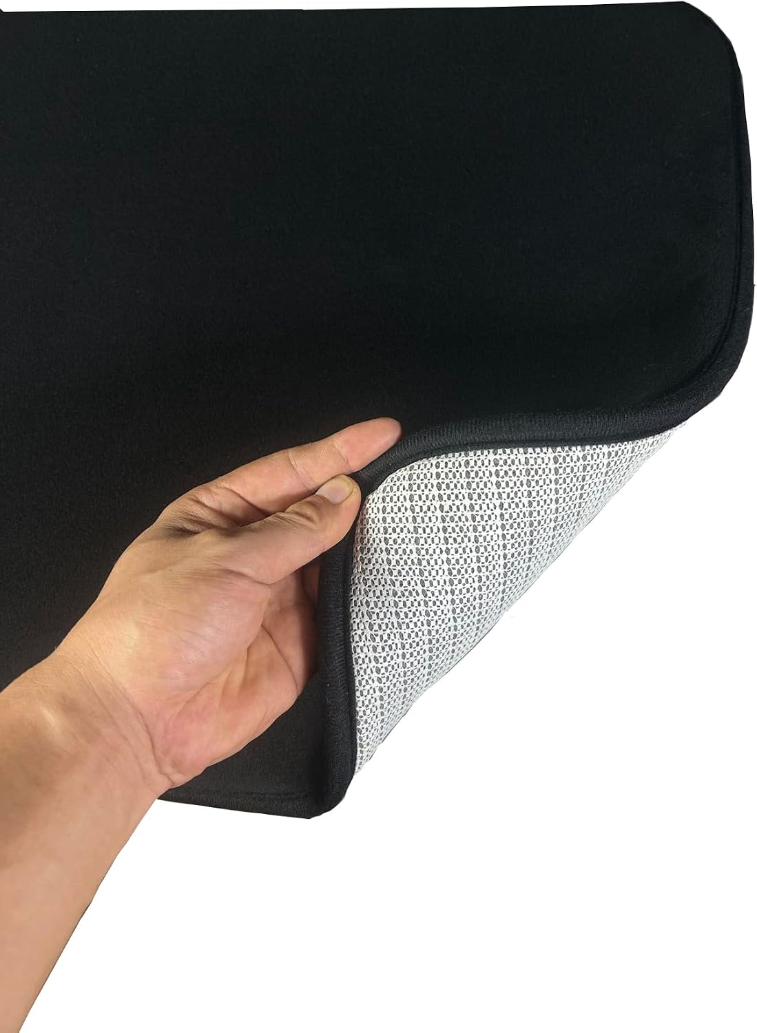 Madeals Bathroom Rug Set 4 Piece with Toilet Lid Cover and Tank Cover Black
