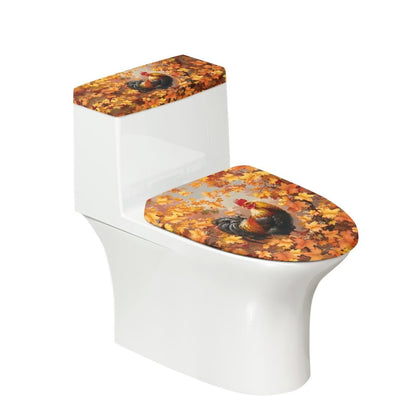 Starfish Toilet Lid & Tank Covers Shell Toilet Seat Covers for Bathroom Dust Cover Set 2 Piece Polyester Fabric Bathroom Covers Elastic Bottom Soft Universal for Most Toilet Bowl Lids