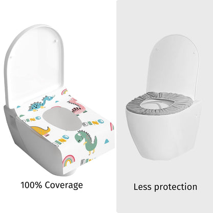 Dinosaur Toilet Seat Covers Disposable 100 Pack,Large Waterproof Potty Covers for Kids,Travel-Friendly Individual Packs,Perfect for Toddlers’ Potty Training in Public Restrooms