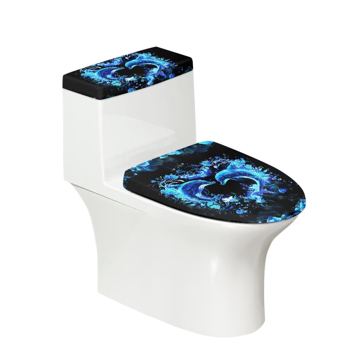 Starfish Toilet Lid & Tank Covers Shell Toilet Seat Covers for Bathroom Dust Cover Set 2 Piece Polyester Fabric Bathroom Covers Elastic Bottom Soft Universal for Most Toilet Bowl Lids