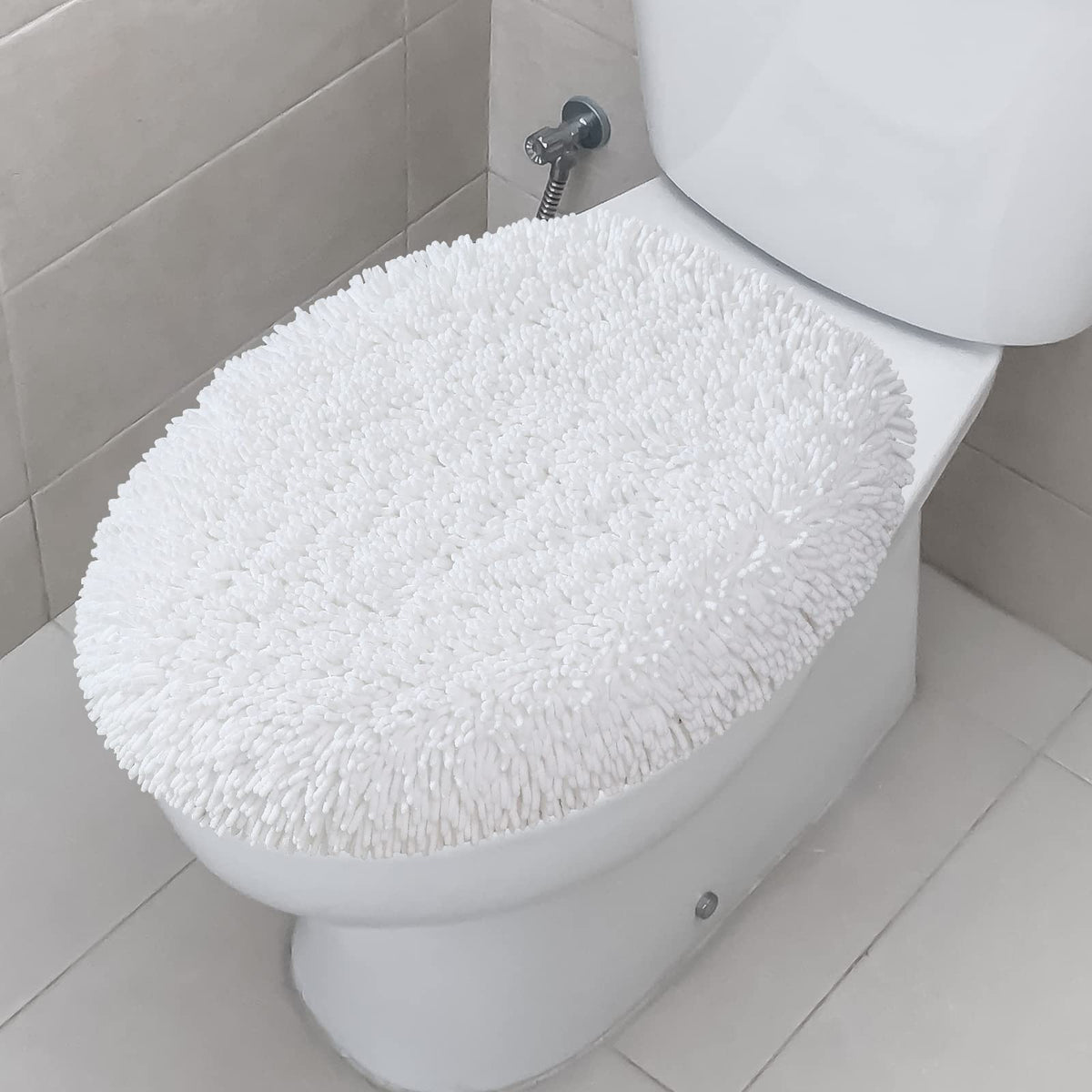 Ultra Soft Chenille Bathroom Toilet Lid Cover, 19x21 Inches, Charcoal Gray