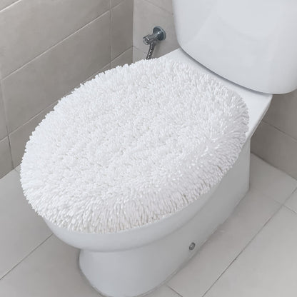 Ultra Soft Chenille Bathroom Toilet Lid Cover, 19x21 Inches, Charcoal Gray