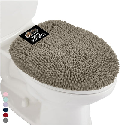 GORILLA GRIP Soft Chenille Toilet Lid Seat Cover, 19.5x18.5 Ivory