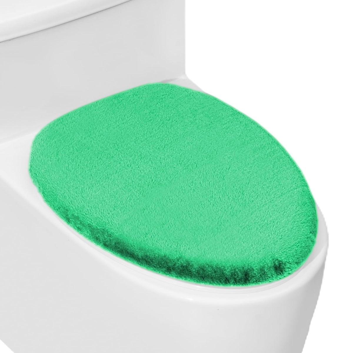Soft Plush Toilet Lid Cover for Bathroom, Machine Washable Toilet Seat Covers, Fits Most Round Elongated and Oblong Lids, Easy Installation& Cleaning (Turquoise)