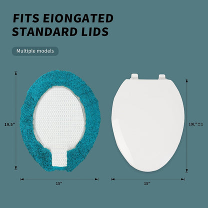 Microfiber Elongated Toilet Seat Cover 19.5"x 15" Machine Washable