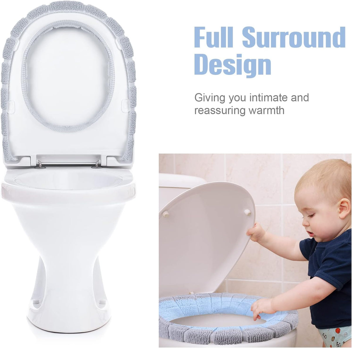 8 Pcs 11.8'' Thicker Bathroom Toilet Seat Cover Pads, Simple Colors